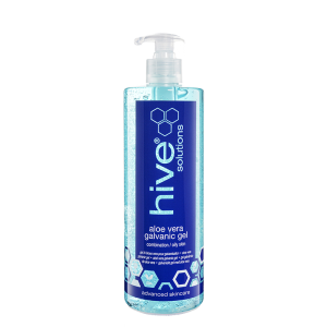 Hive Aloe Vera Galvanic Gel. For combination/oily skin types. For both positive (+) and negative (-) settings during facial galvanic. Promote skin softness.