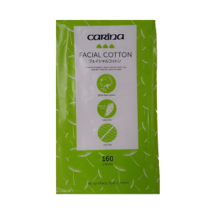 Carina Facial Cotton. A natural & hygienic way to remove make-ups, cleanser, manicure, lotion & cream. 160 Pieces. 100% Pure Cotton. Ultra Soft. Lint Free. No Synthetic Fiber Content.