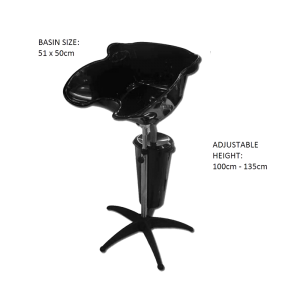 Portable Shampoo Basin. 51 x 50cm. Adjustable Height: 100-135cm. Black.