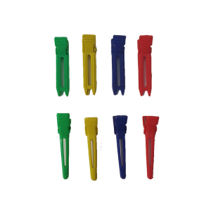 Plastic Pin Curl Clips. To hold curls. 2 Variations: Single or Double Prong. Available Colours: Green, Yellow, Blue, Red.